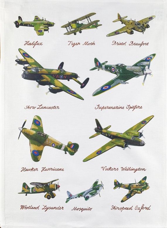 World War 2 Military Aeroplanes - Large Cotton Tea Towel