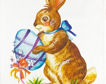 The Easter Bunny large cotton tea towel