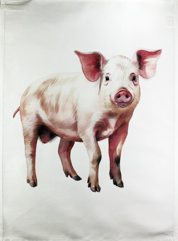This little Piggy large cotton tea towel