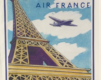 Paris Vintage Flight Large Cotton Tea Towel