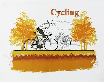 Cycling Large Cotton Tea Towel