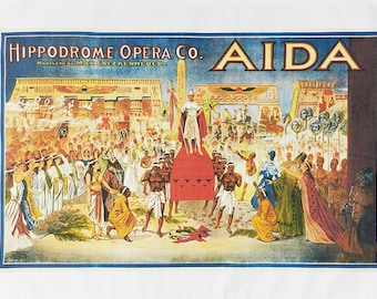 Aida- Retro Style Theatre Poster Style Large Cotton Tea Towel