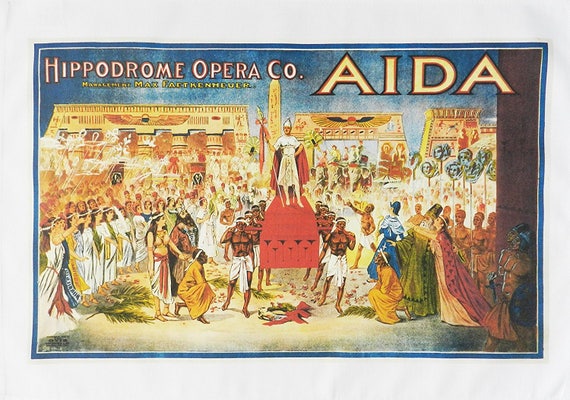 Aida- Retro Style Theatre Poster Style Large Cotton Tea Towel