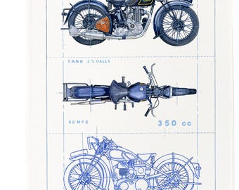 Motorbike Tea Towel, 100% Cotton, 65 x 47 cm, with Hanging Loop