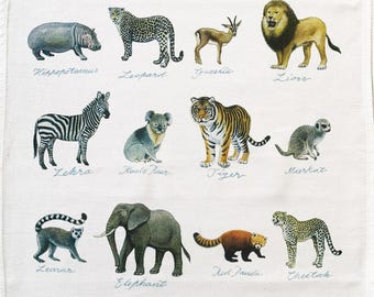 A world of wildlife large cotton tea towel