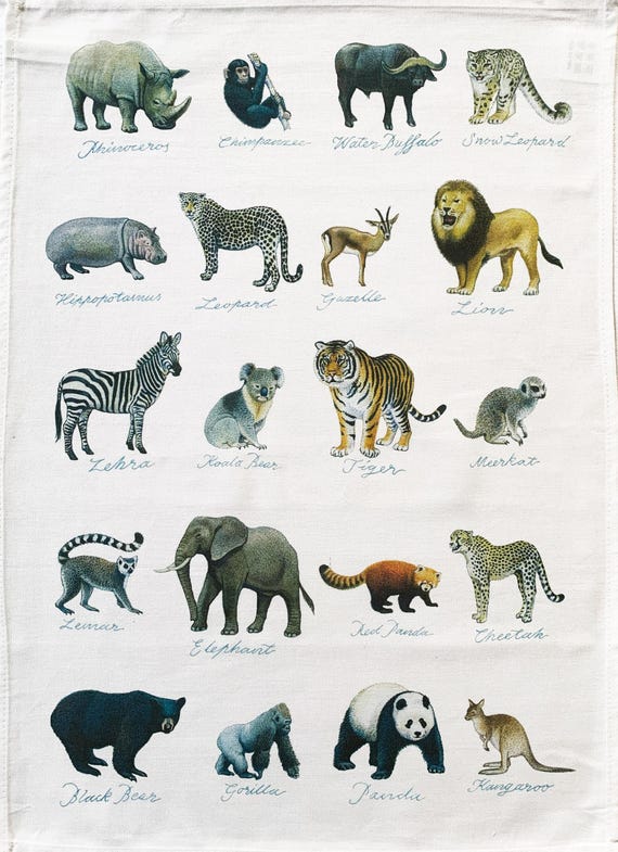 A world of wildlife large cotton tea towel