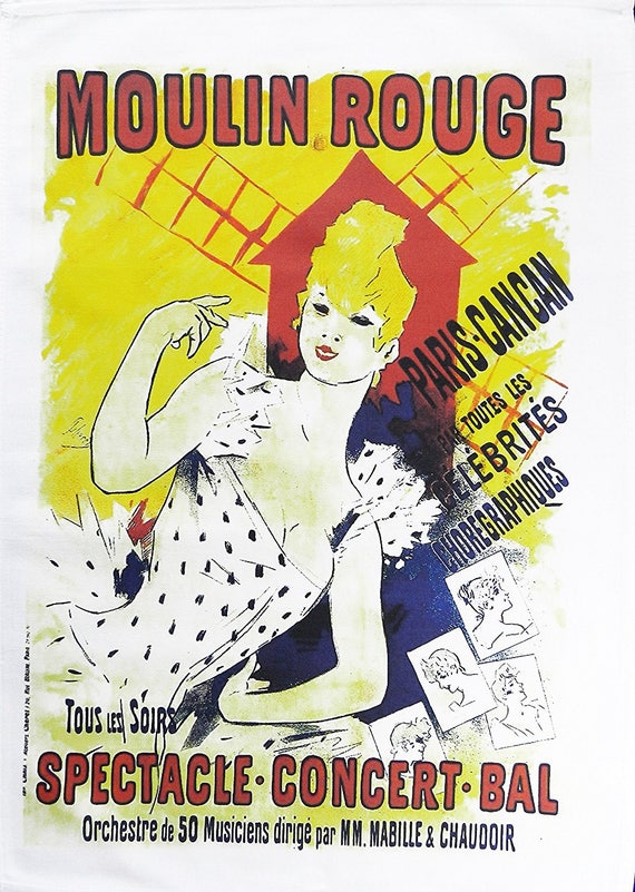The Moulin Rouge - Retro Style Advertising Poster Large Cotton Tea Towel