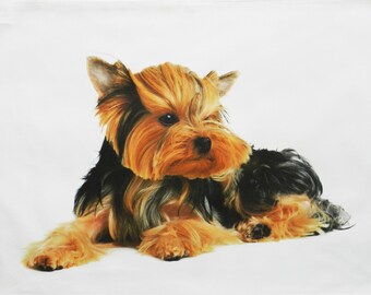 Yorkshire Terrier Puppy Large Cotton Tea Towel