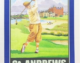 St Andrews Golf Tea Towel, Retro Vintage Poster Design