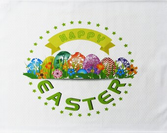 Happy Easter - The Easter Egg Garden Large Cotton Tea Towel