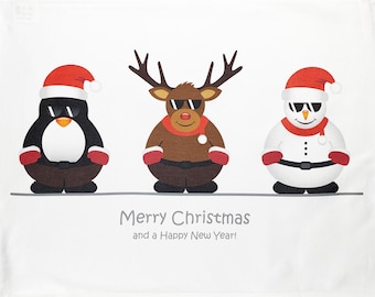 Merry Christmas from the gang Large Cotton Tea Towel