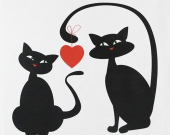 Cat Love - Large Cotton Tea Towel