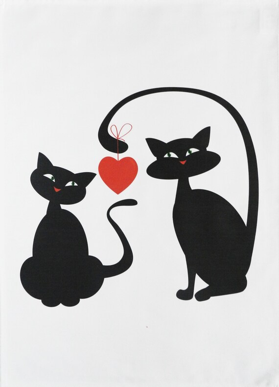Cat Love - Large Cotton Tea Towel