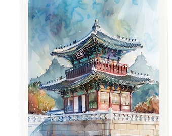 Seoul, Korea Large Cotton Tea Towel