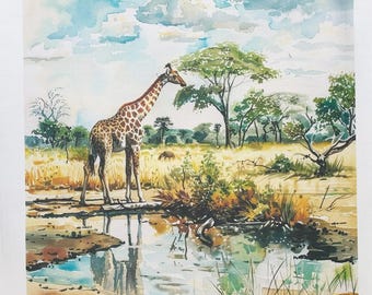 Hwange National Park Zimbabwe large cotton tea towel
