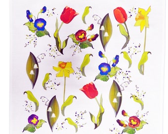 Spring Flower Collection Large Cotton Tea Towel