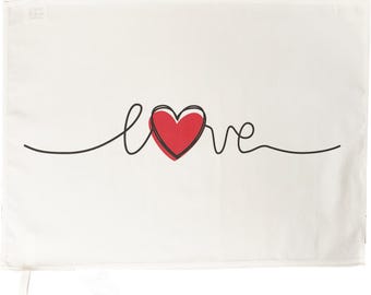 Love Heart Cotton Tea Towel, White Kitchen Decor, Made in UK