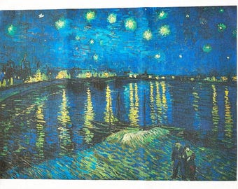 Starry Night over the Rhone large cotton tea towel