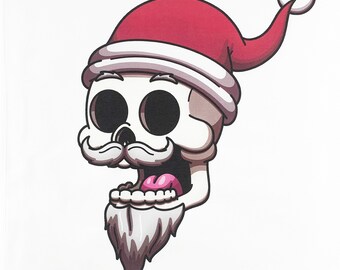 Mr Skull Santa Claus Large Cotton Tea Towel