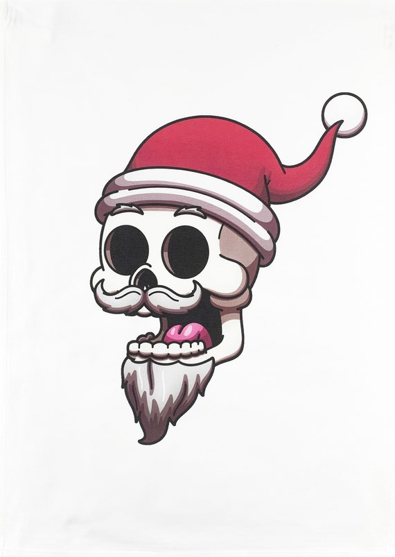 Mr Skull Santa Claus Large Cotton Tea Towel