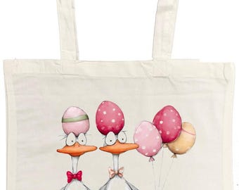 Easter Ducks Cotton Tote Bag, Printed Both Sides, 38 x 43 cm