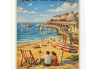 Ramsgate Travel Poster Cotton Tea Towel – Vintage Seaside Kitchen Decor