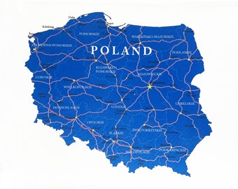 Map of Poland - large cotton tea towel