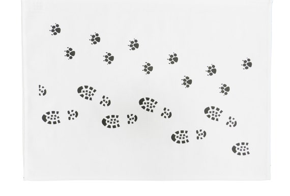 One Man and his Dog Dirty Footprints - Large Cotton Tea Towel