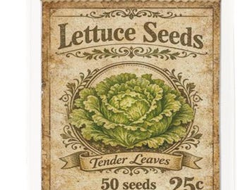 Vintage vegetable seed packets cotton tea towel - assorted designs