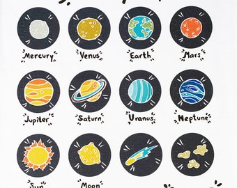 The Solar System Large Cotton Tea Towel