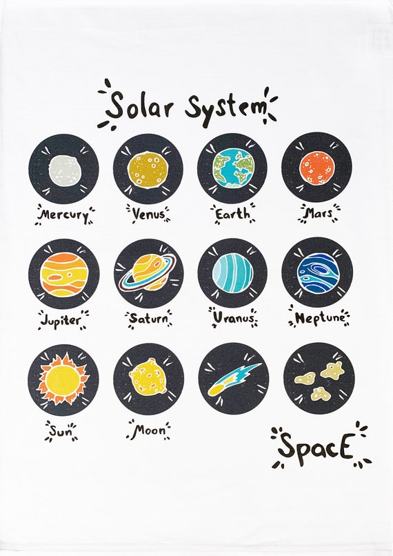 The Solar System Large Cotton Tea Towel