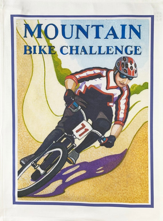 Cycling - Mountain Bike Challenge Large Cotton Tea Towel