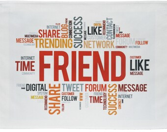 Friend - Word Cloud Design Large Cotton Tea Towel