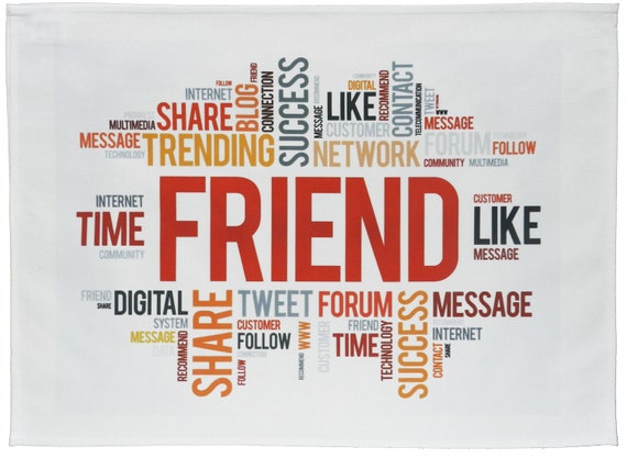 Friend - Word Cloud Design Large Cotton Tea Towel