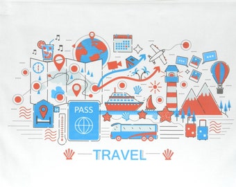 Travel - Large Cotton Tea Towel