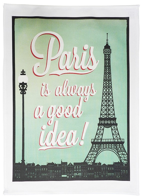 Paris, always a good idea - Vintage Style Large Cotton Tea Towel
