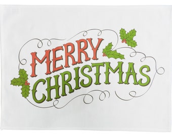 Merry Christmas Large Cotton Tea Towel
