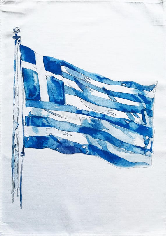 The Greek Flag large cotton tea towel