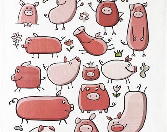 The Swine of Pigs Large Cotton Tea Towel