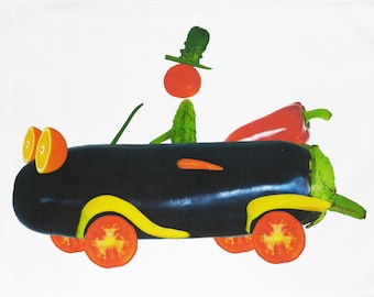 The Vegetable Driver - Large Cotton Tea Towel