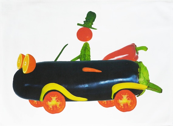 The Vegetable Driver - Large Cotton Tea Towel