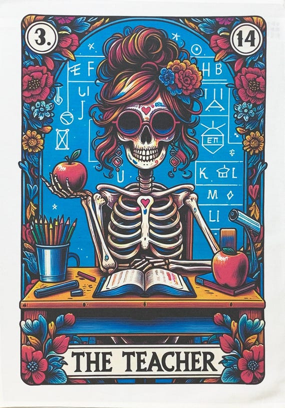Teacher Tarot Card Large Cotton Tea Towel