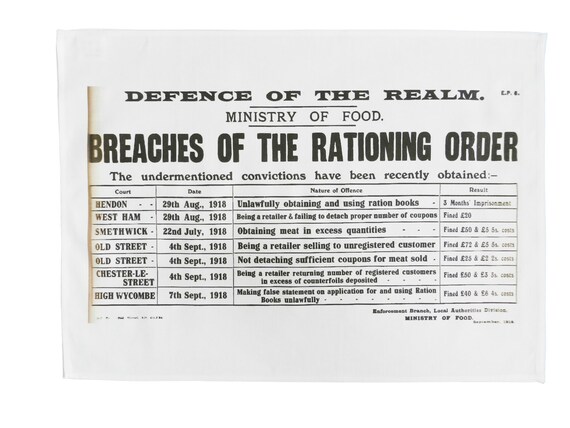 Breaches of the Rationing Order Nostalgic Cotton Tea Towel