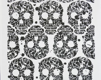 Day of the Dead Skull Design Cotton Tea Towel