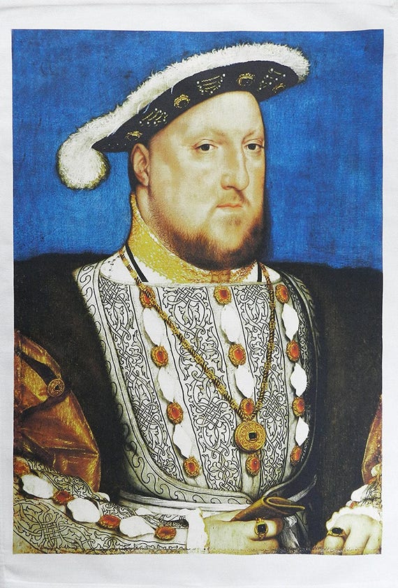 King Henry VIII Historical Portrait - Large Cotton Tea Towel