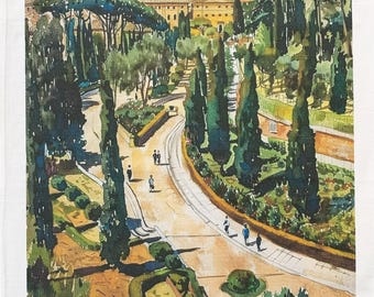 The Gardens of the Vatican large cotton tea towel