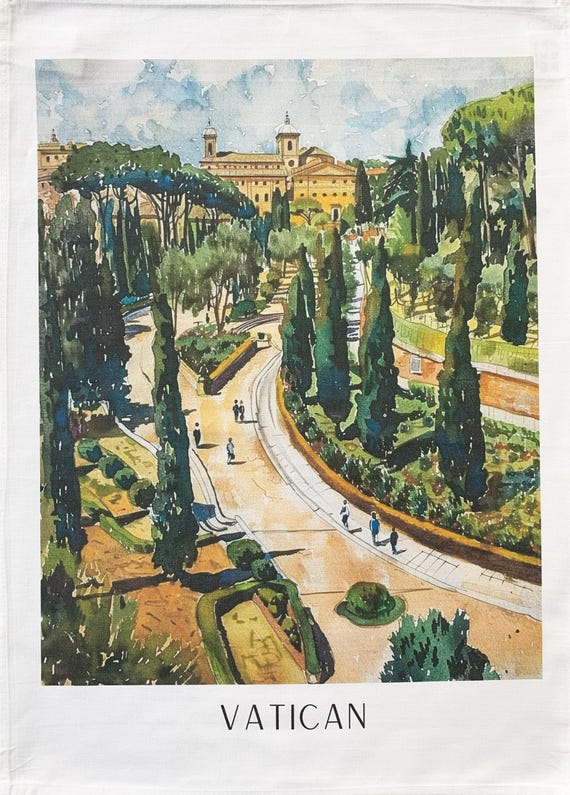 The Gardens of the Vatican large cotton tea towel
