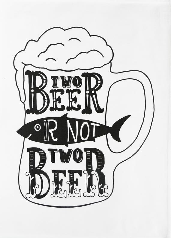 Two Beer Pun Cotton Tea Towel: Kitchen Decor