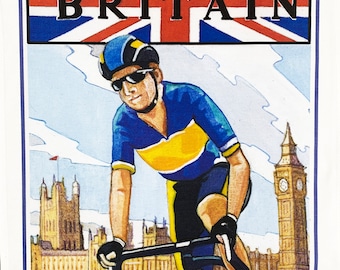 Tour of Britain Vintage Style Large Cotton Tea Towel