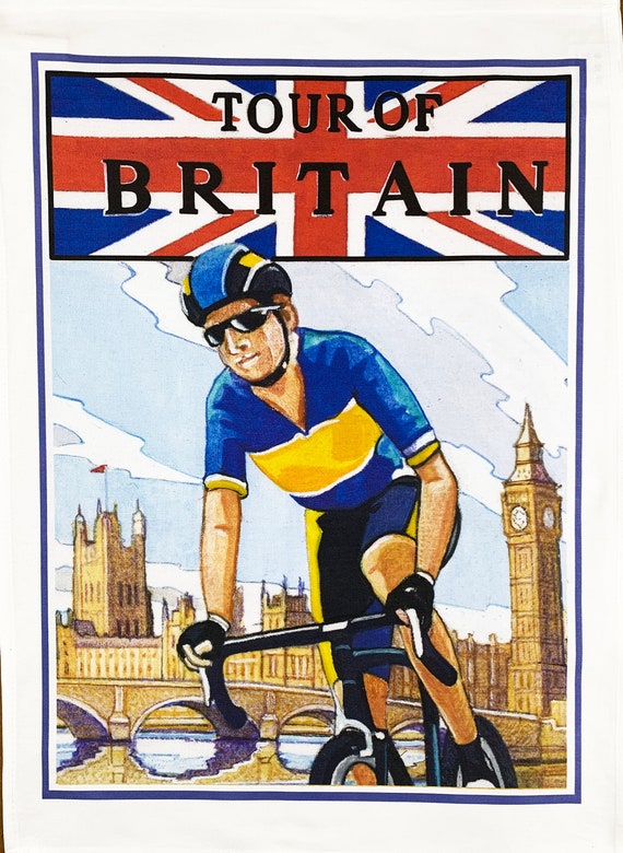 Tour of Britain Vintage Style Large Cotton Tea Towel